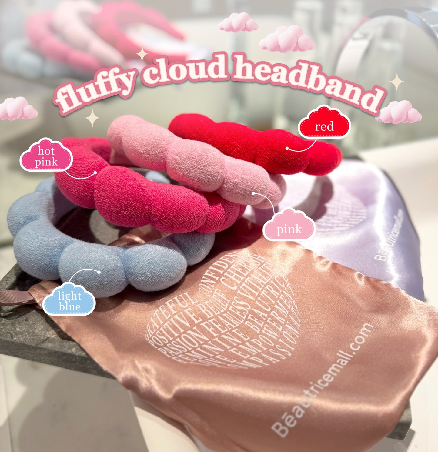 NOT FOR SALE : Fluffy Cloud Headband (Light Blue) — Beautrice Points Exclusive 450 points