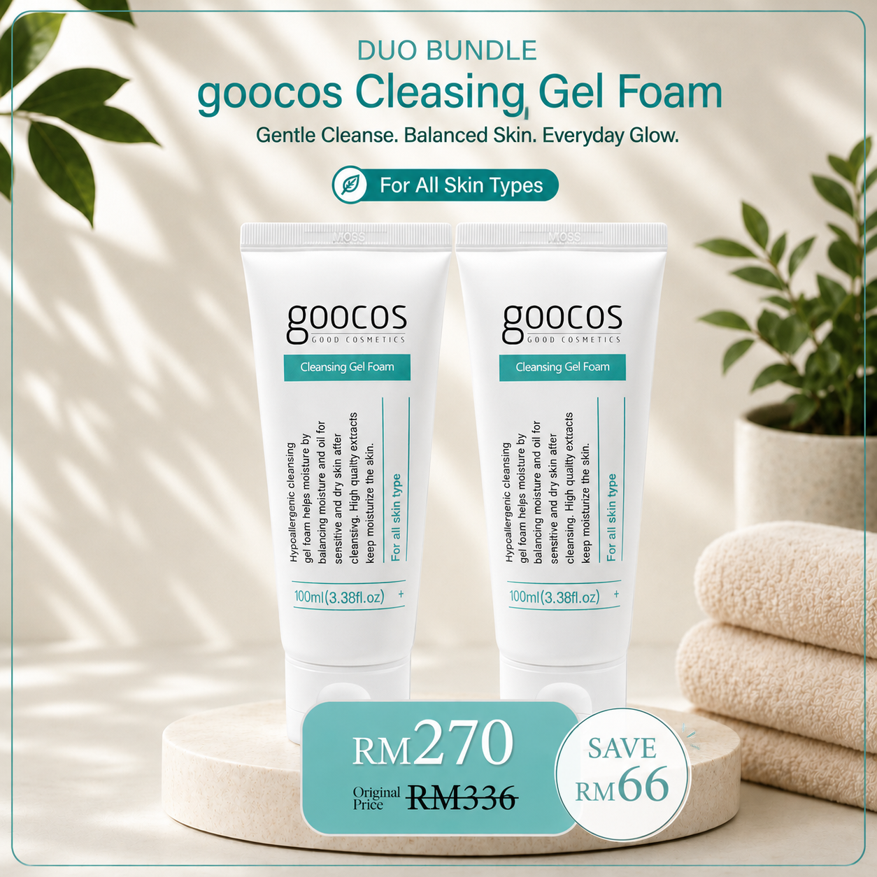 Duo Bundle- Goocos Cleansing Gel Foam (Dry/Sensitive Skin)