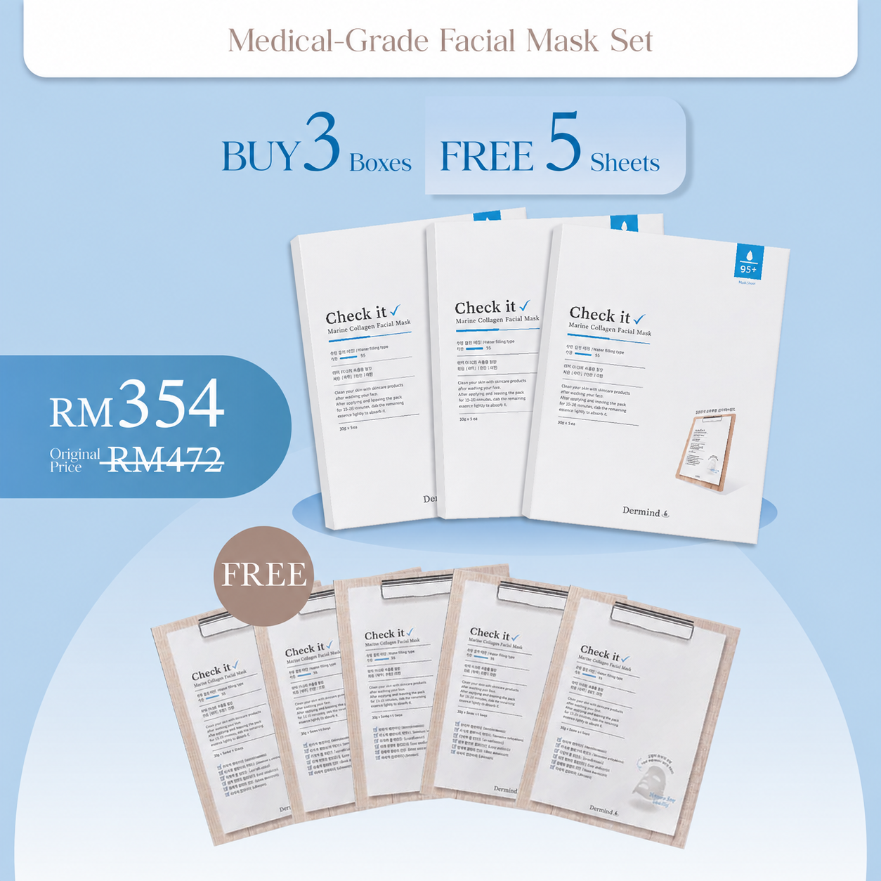 *Check IT Marine Collagen Facial Mask (Buy 3 Free 1)boxes