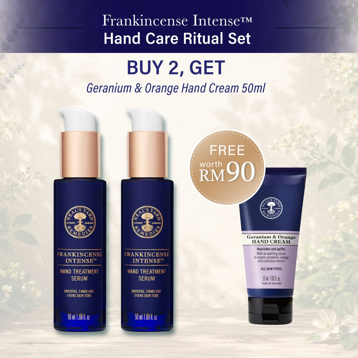 Frankincense Intense™ Hand Care Ritual Set – Buy 2, FREE G&O Hand Cream 50mlx1