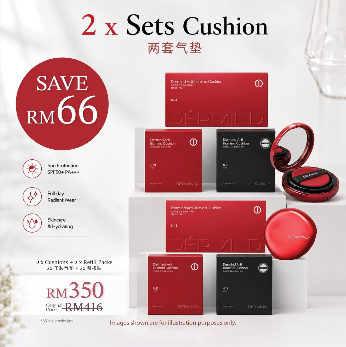 2x Sets Cushion (2 cushions + 2 refill packs)