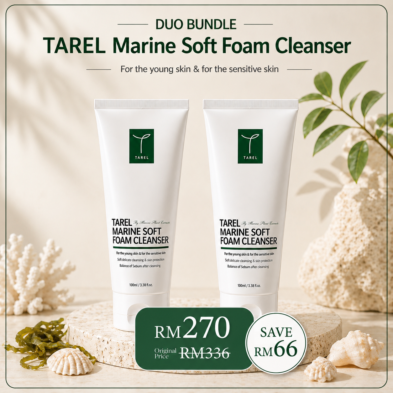 Duo Bundle-Tarel Marine Soft Foam Cleanser (Oily Skin)